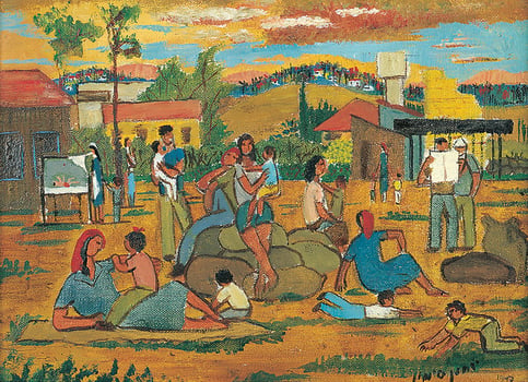 יוחנן סימון, מנוחת שבת בקיבוץ, 1947, צילום: אברהם חי